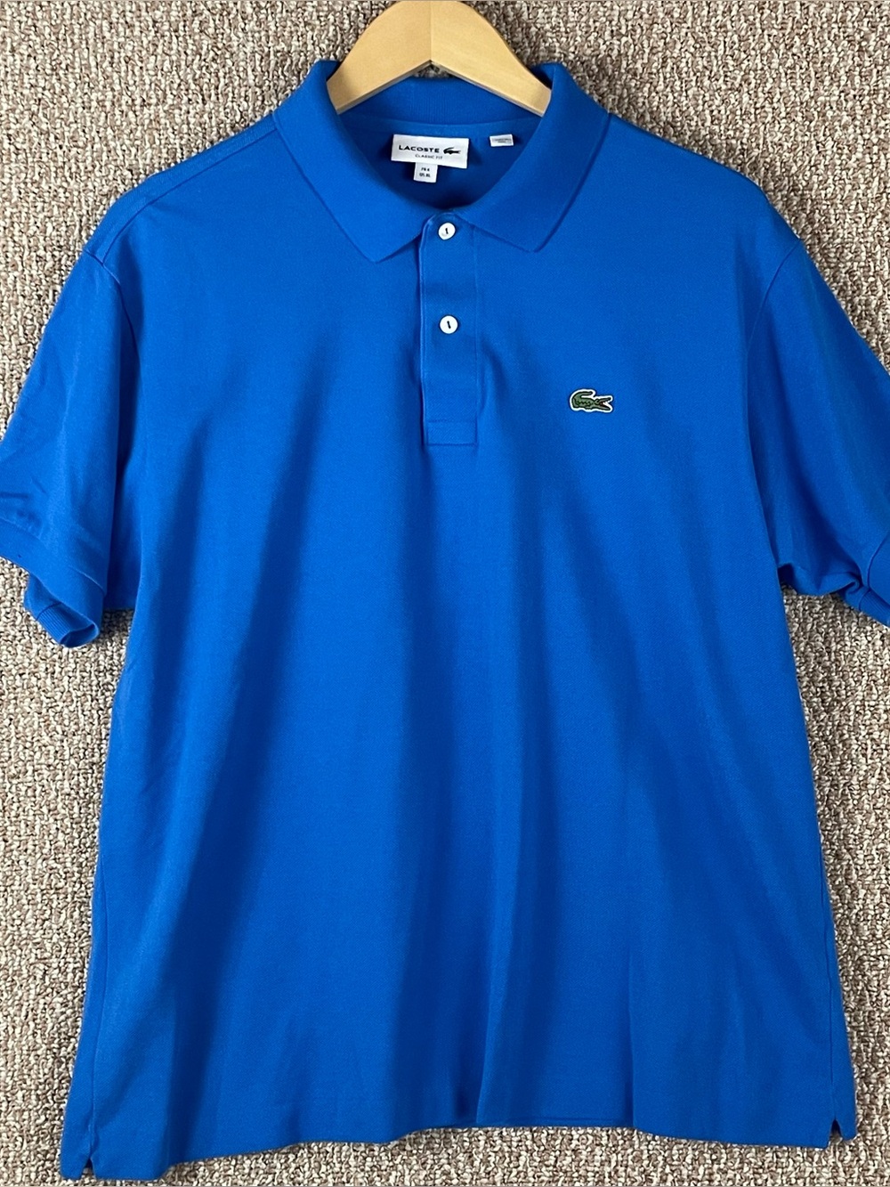 Lacoste Polo Shirt Mens 6 XL Blue Classic Fit Cotton Pique Knit Casual Croc 77